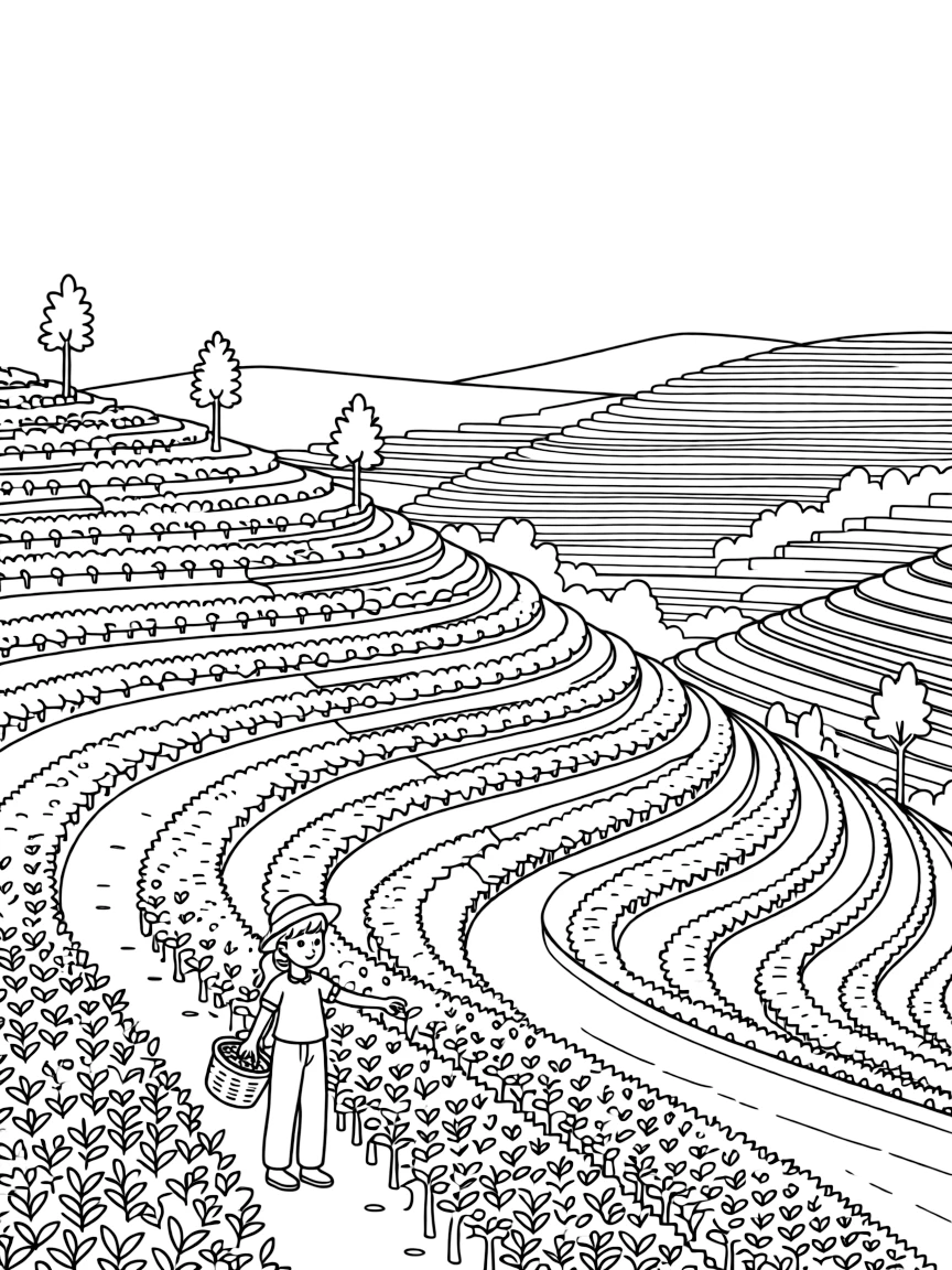 Rwanda thousand hills tea plantation terraces