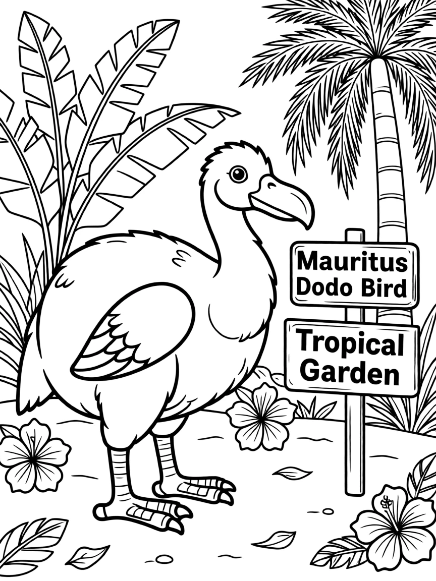 Mauritius dodo bird replica in tropical garden
