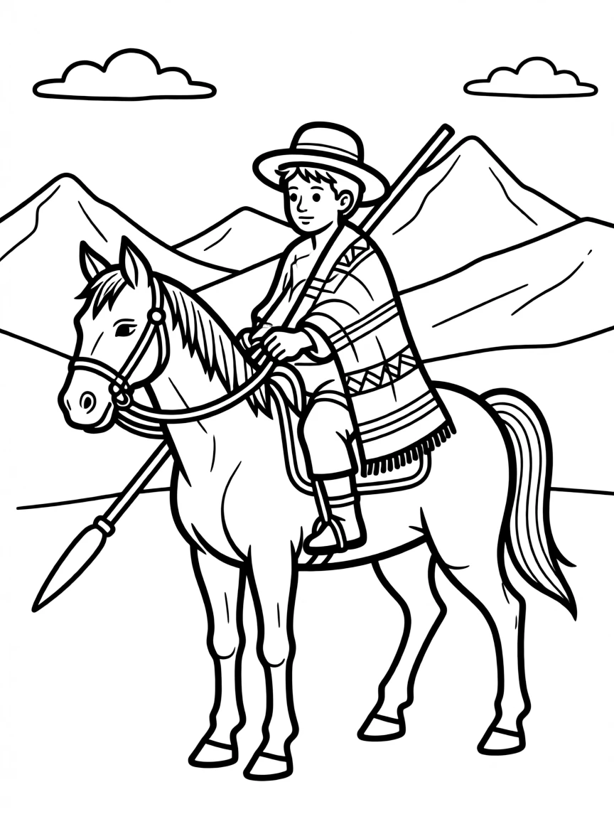 Lesotho Basotho horseman in mountains