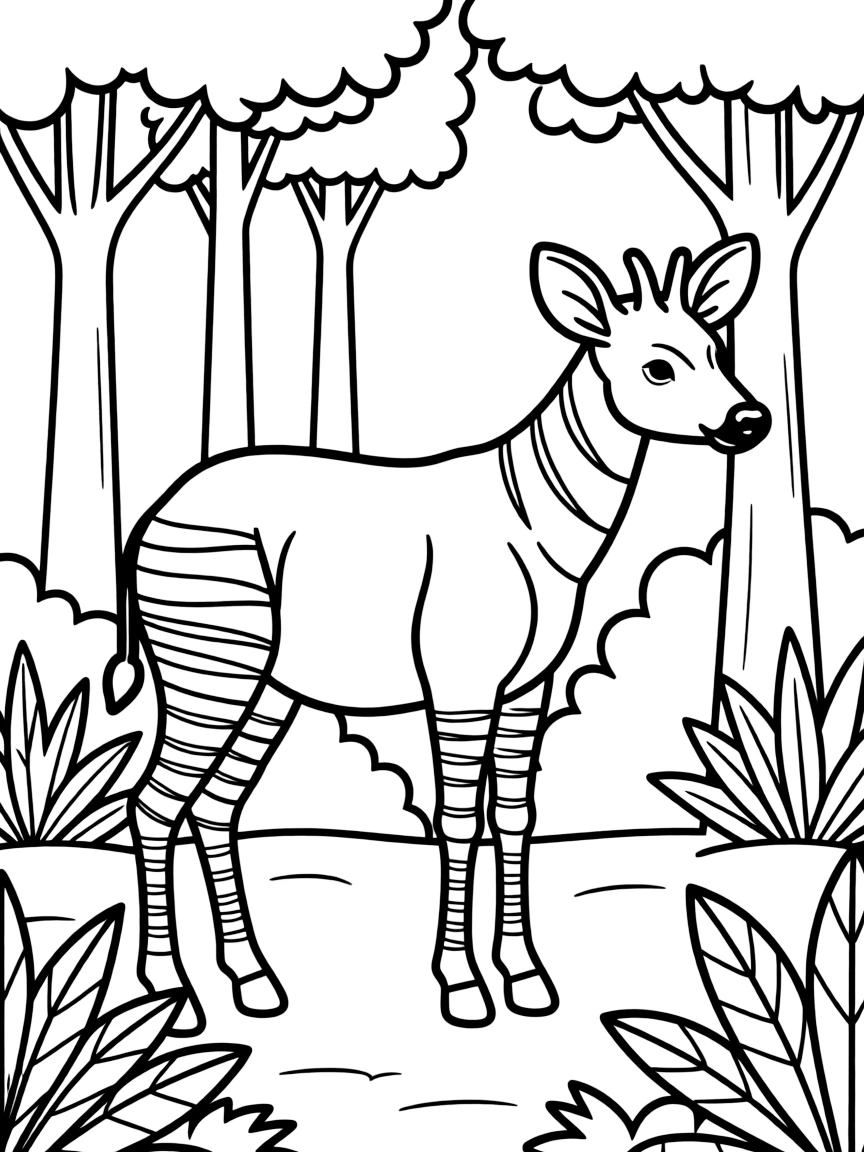 Congo okapi forest antelope with stripes