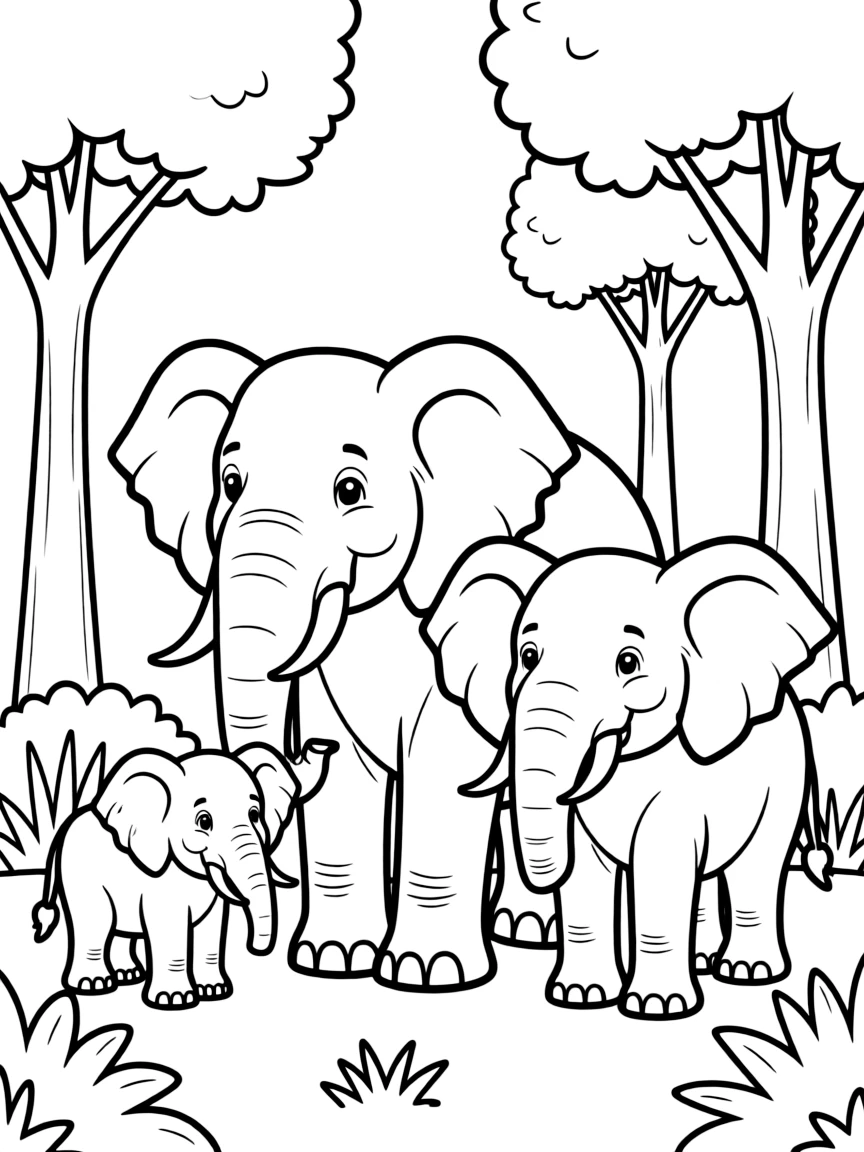 Central African Republic forest elephant family