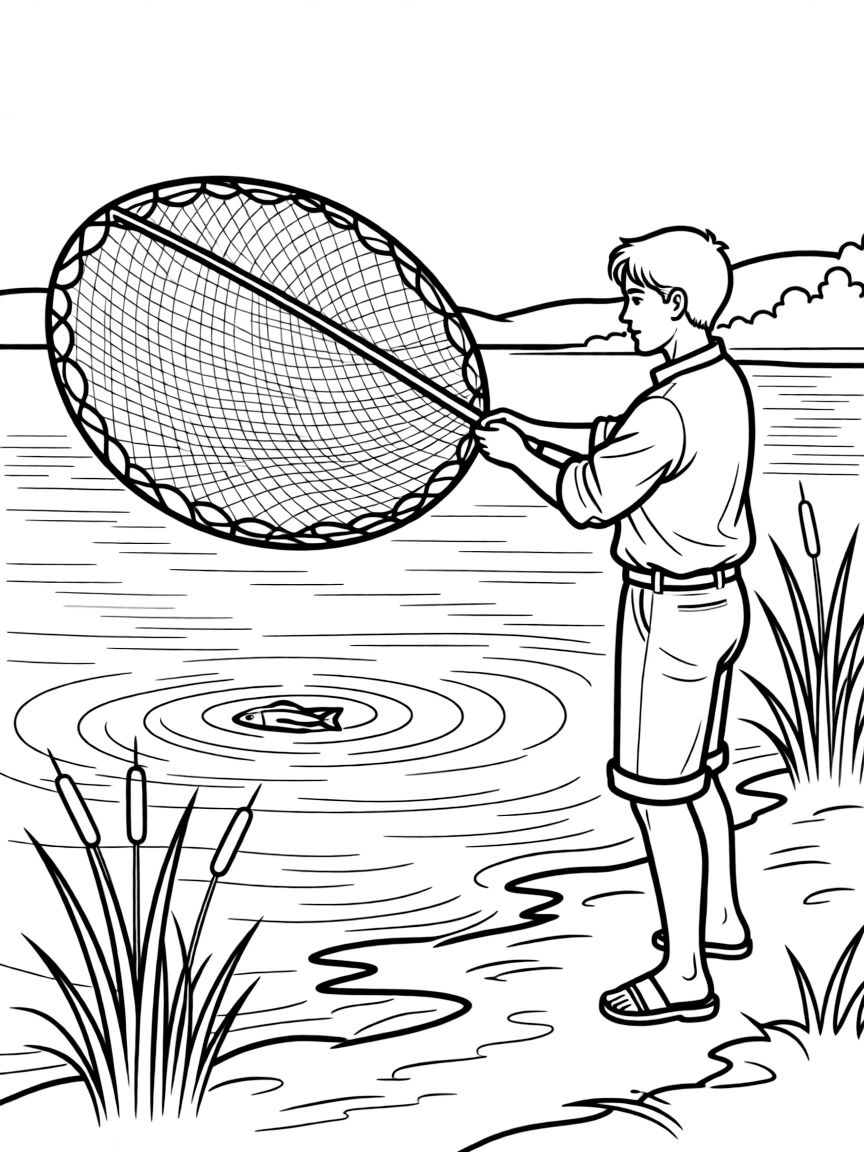 Chad Lake Chad fisherman casting nets