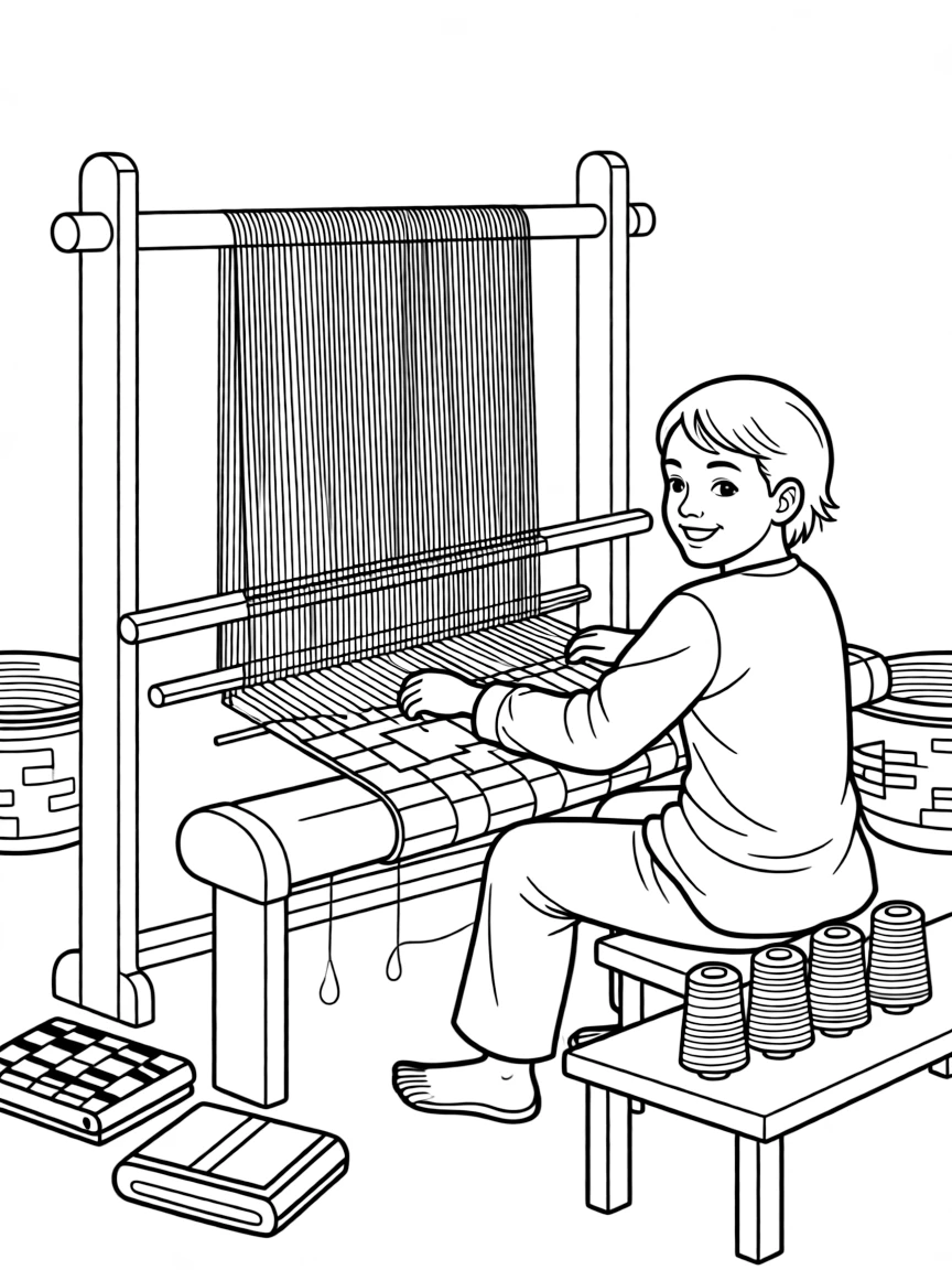 Togo traditional kente cloth weaving