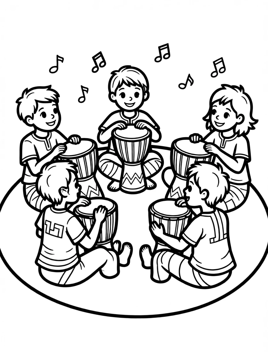 Guinea traditional djembe drum circle