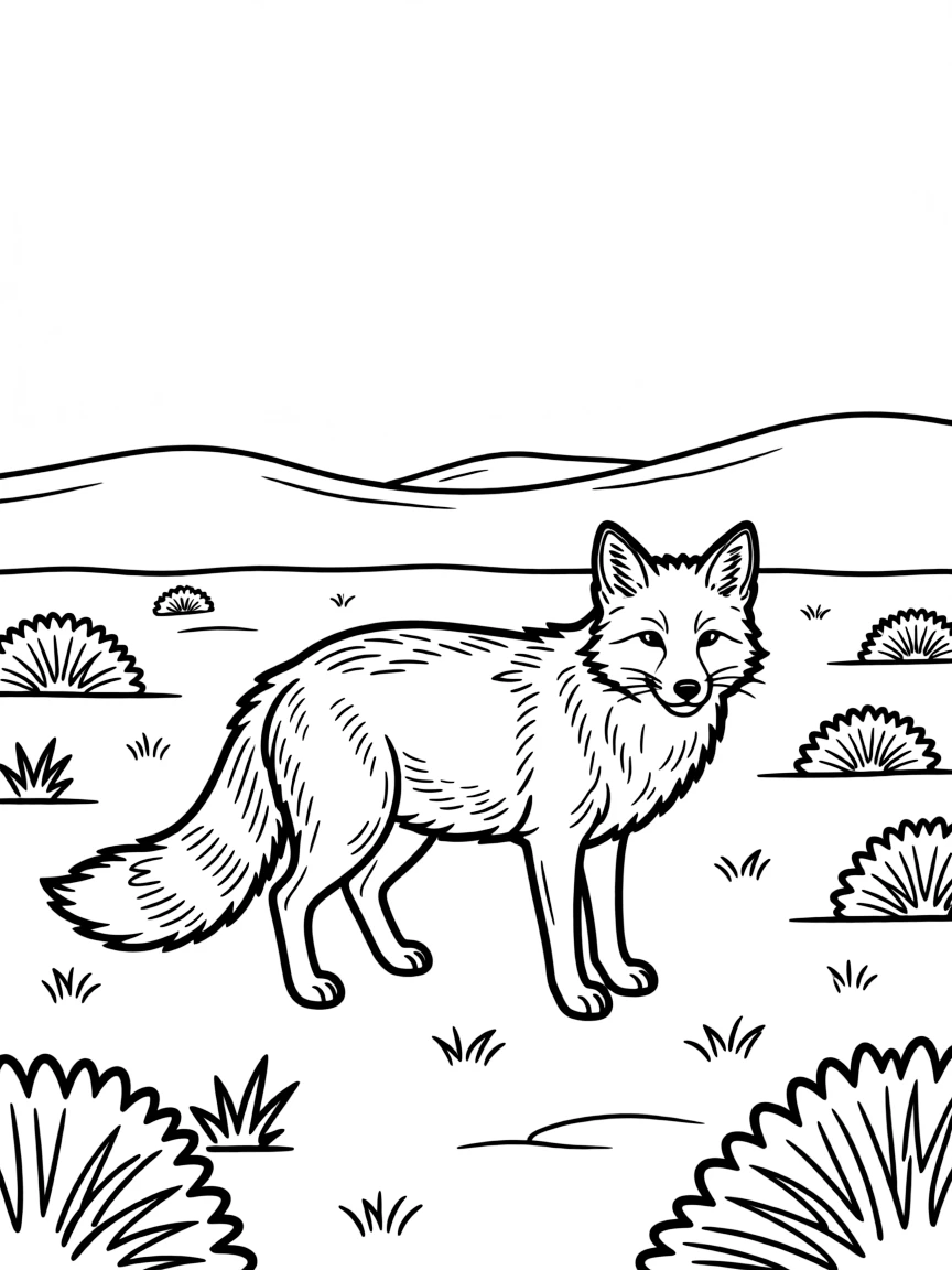 Jan Mayen Arctic fox in tundra landscape