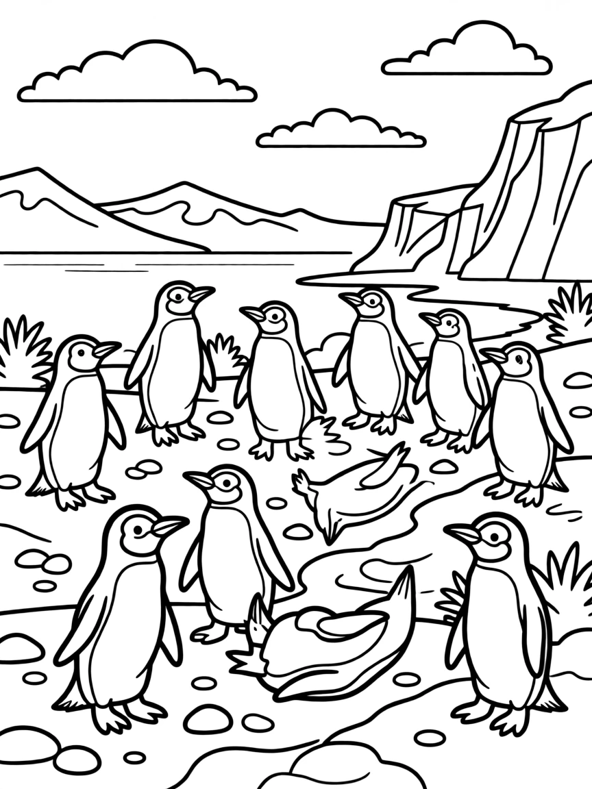 Bouvet Island penguin colony on remote island