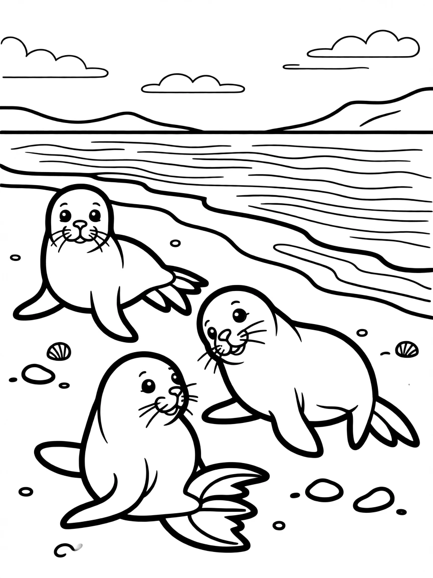Heard Island seal pups on beach