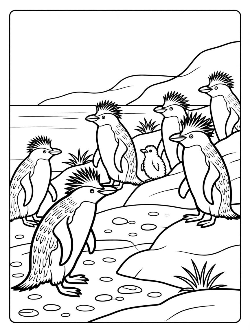 Inaccessible Island rockhopper penguin colony