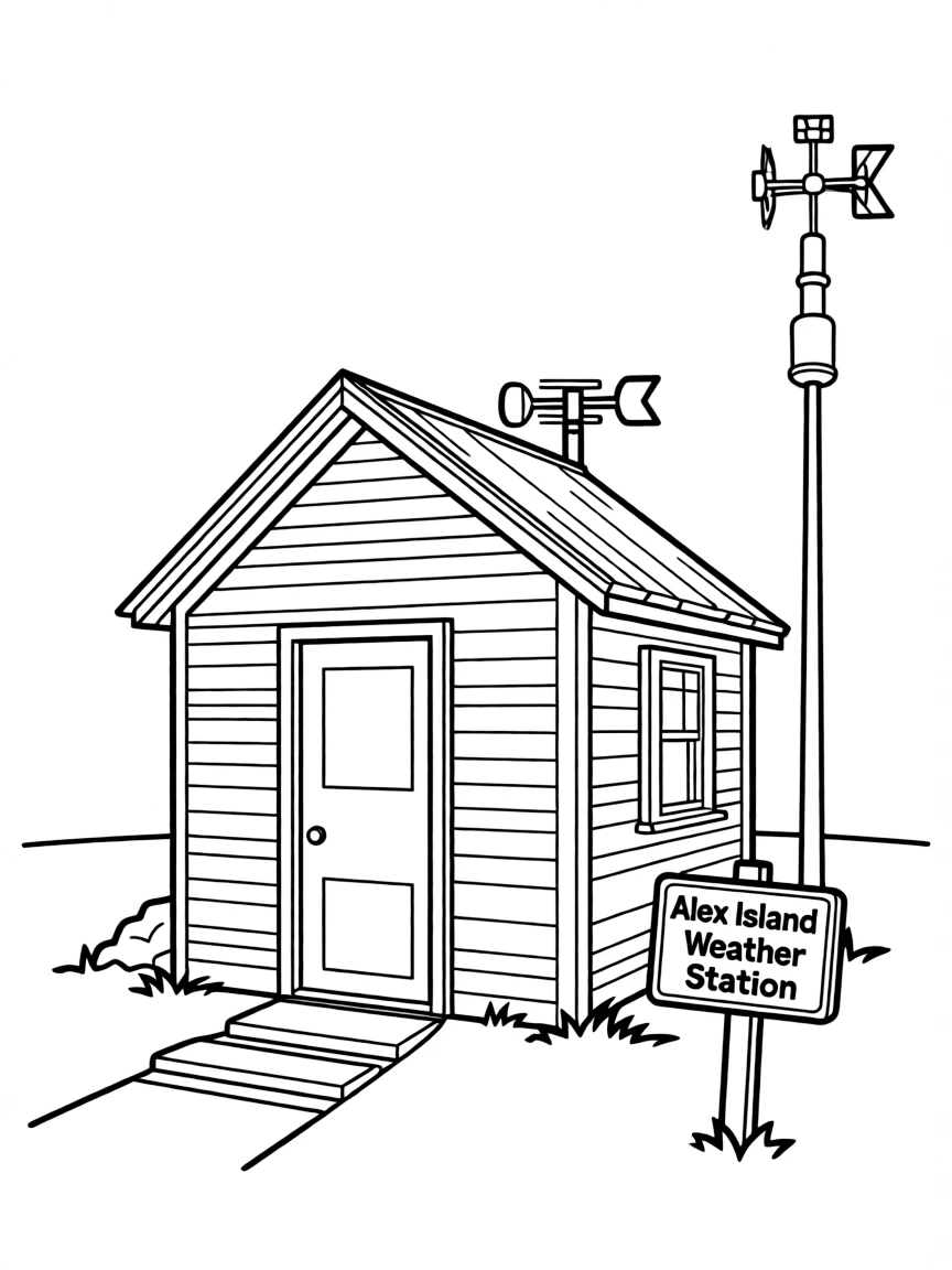 Alex Island remote weather station hut