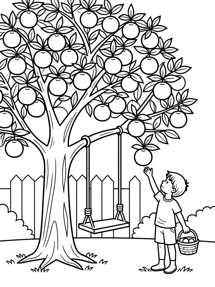 an orange tree in the backyard.