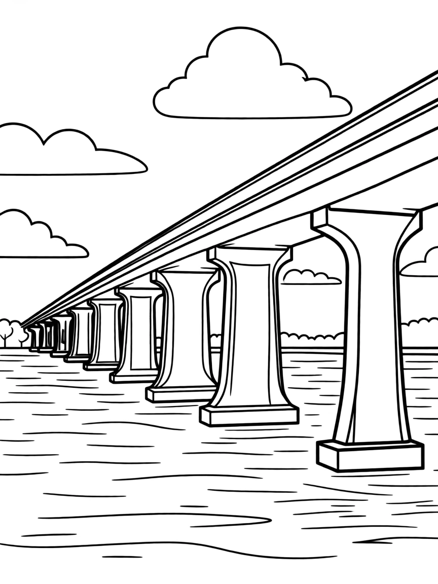 (Maryland) Chesapeake Bay Bridge stretching across the water