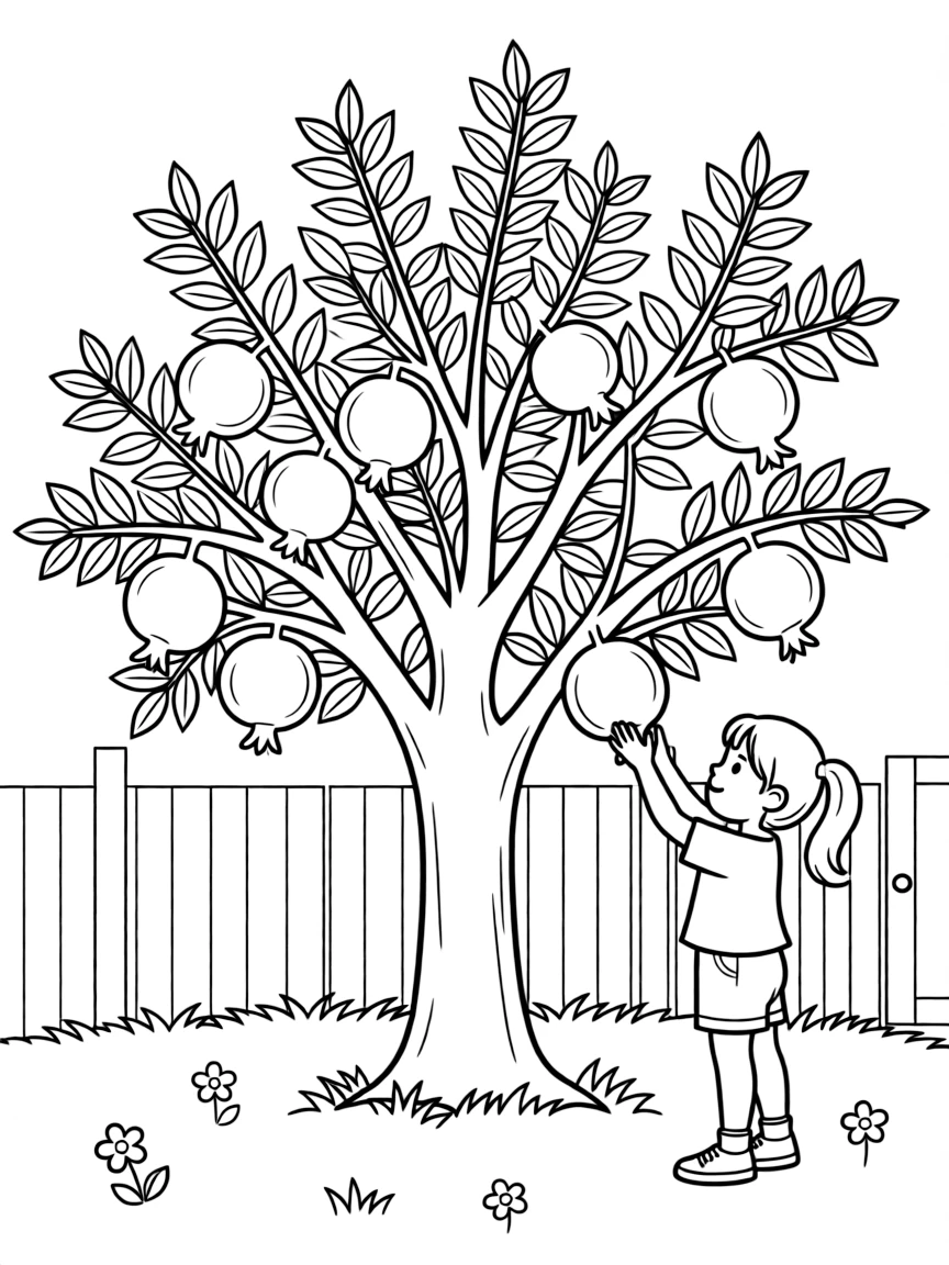 a pomegranate tree in the backyard.