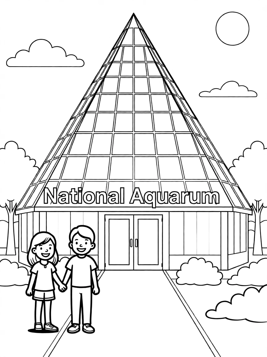 (Maryland) National Aquarium building with its distinctive pyramid shape