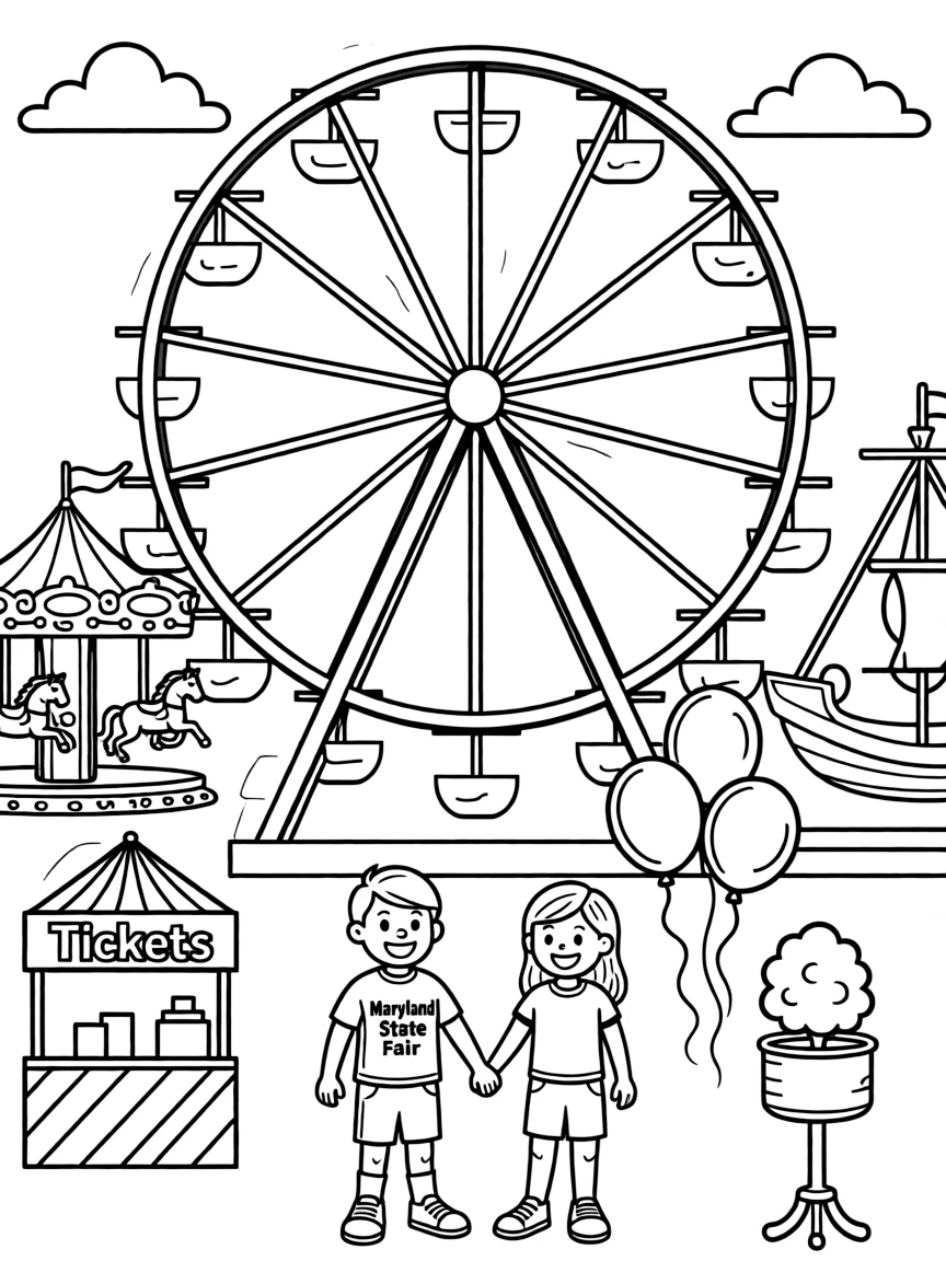 (Maryland) Maryland State Fair ferris wheel and carnival rides