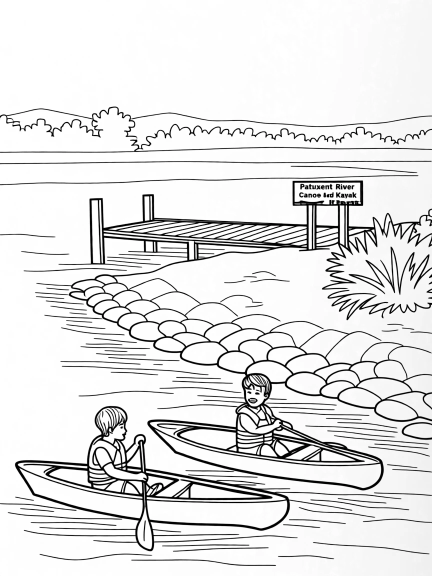 (Maryland) Patuxent River with canoes and kayaks