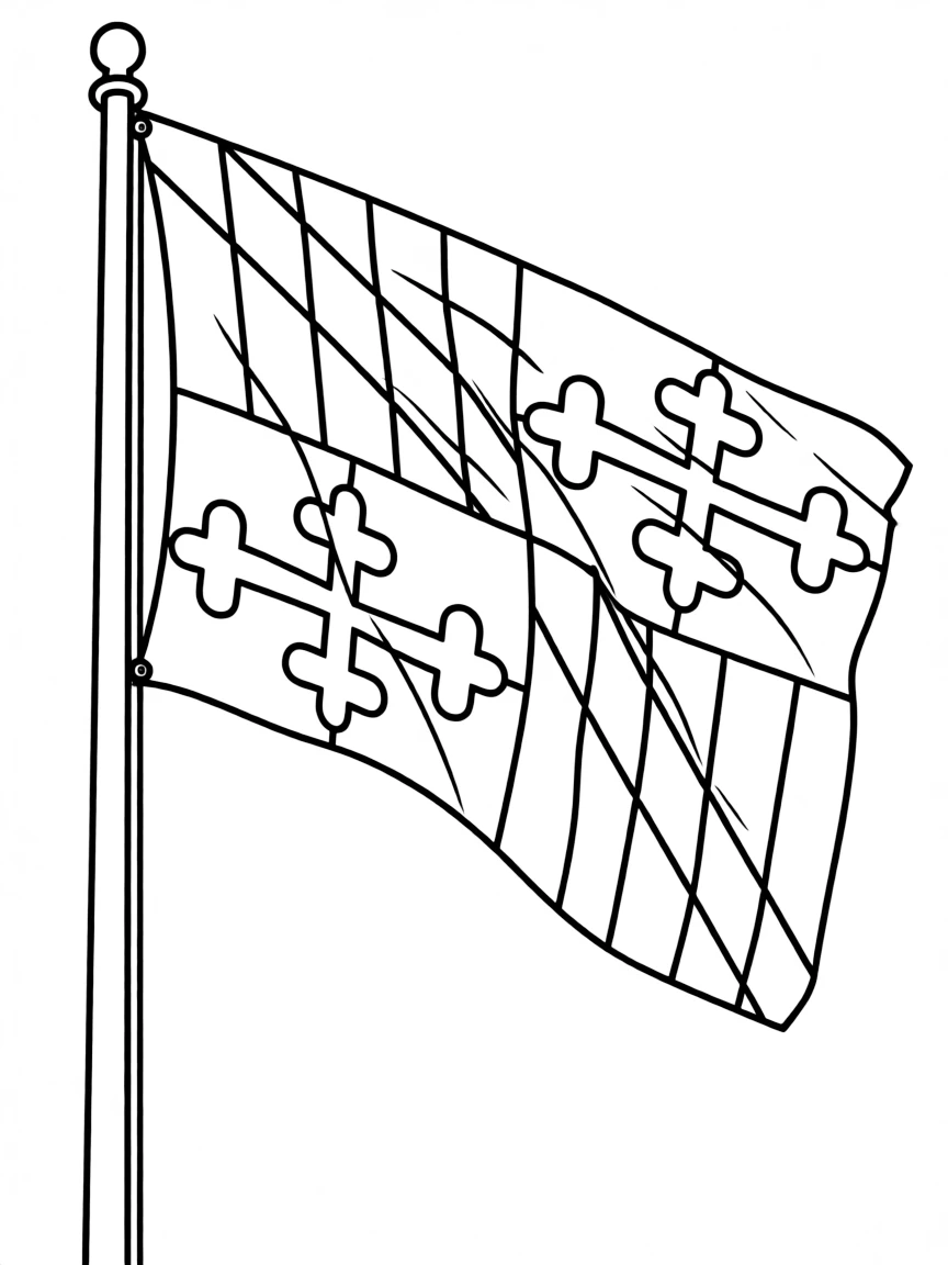 (Maryland) Maryland flag waving on a flagpole