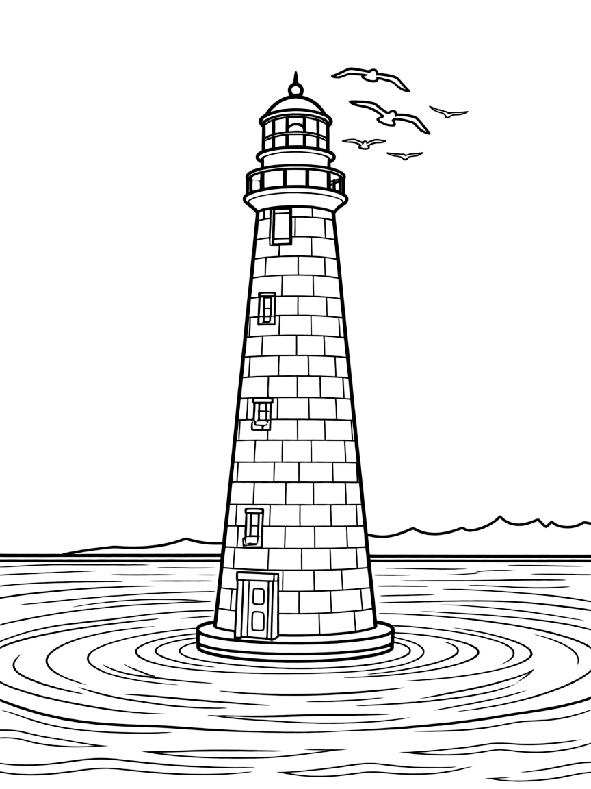 (Maryland) Point Lookout lighthouse surrounded by water
