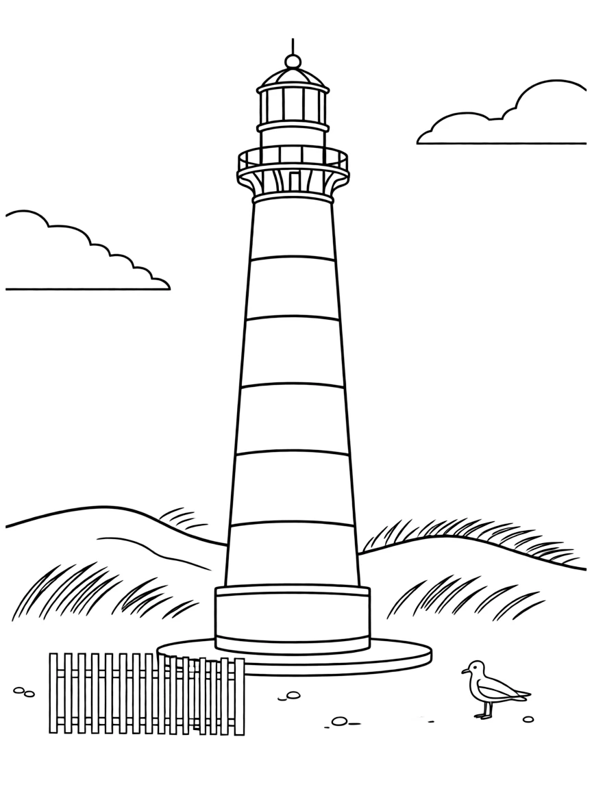 (Maryland) Assateague Island lighthouse with black and white stripes