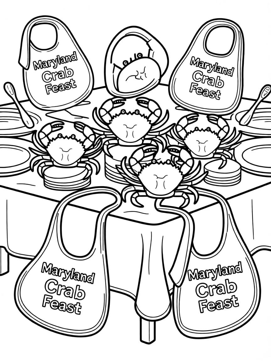 (Maryland) Maryland crab feast table setting with mallets and bibs