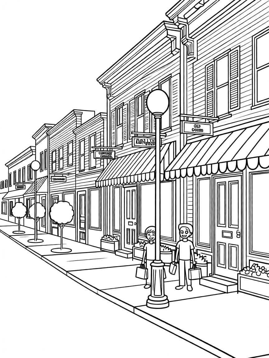 (Maryland) Historic New Market main street with antique shops