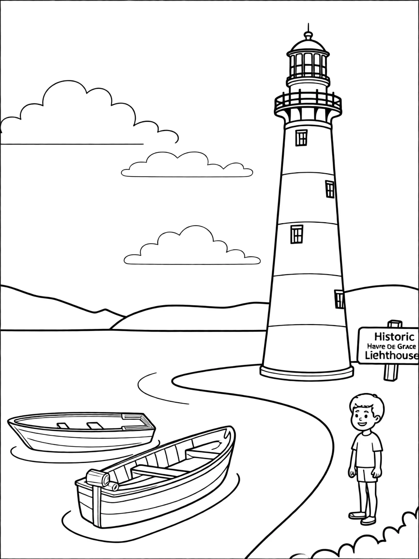 (Maryland) Historic Havre de Grace lighthouse and harbor