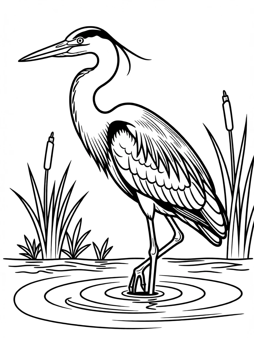 (Maryland) Chesapeake Bay blue heron standing in shallow water