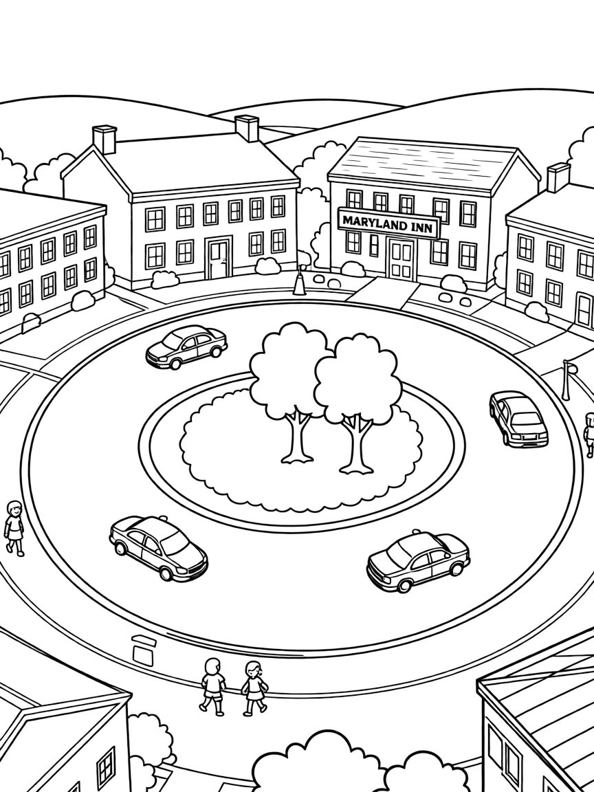 (Maryland) Annapolis State Circle with Maryland Inn