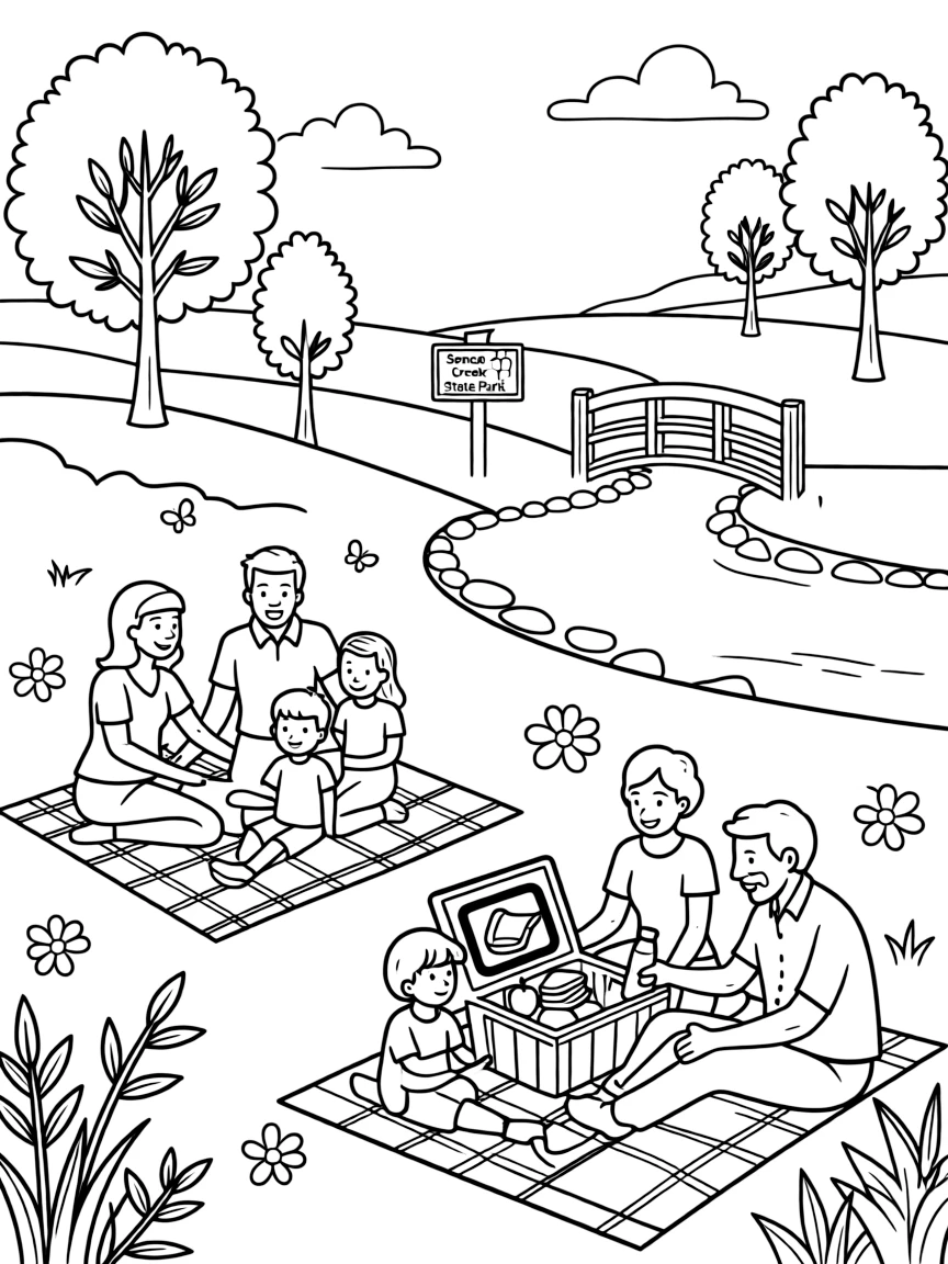 (Maryland) Seneca Creek State Park with families picnicking