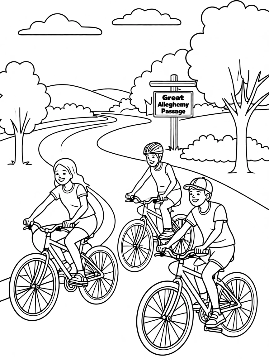 (Maryland) Great Allegheny Passage trail with cyclists