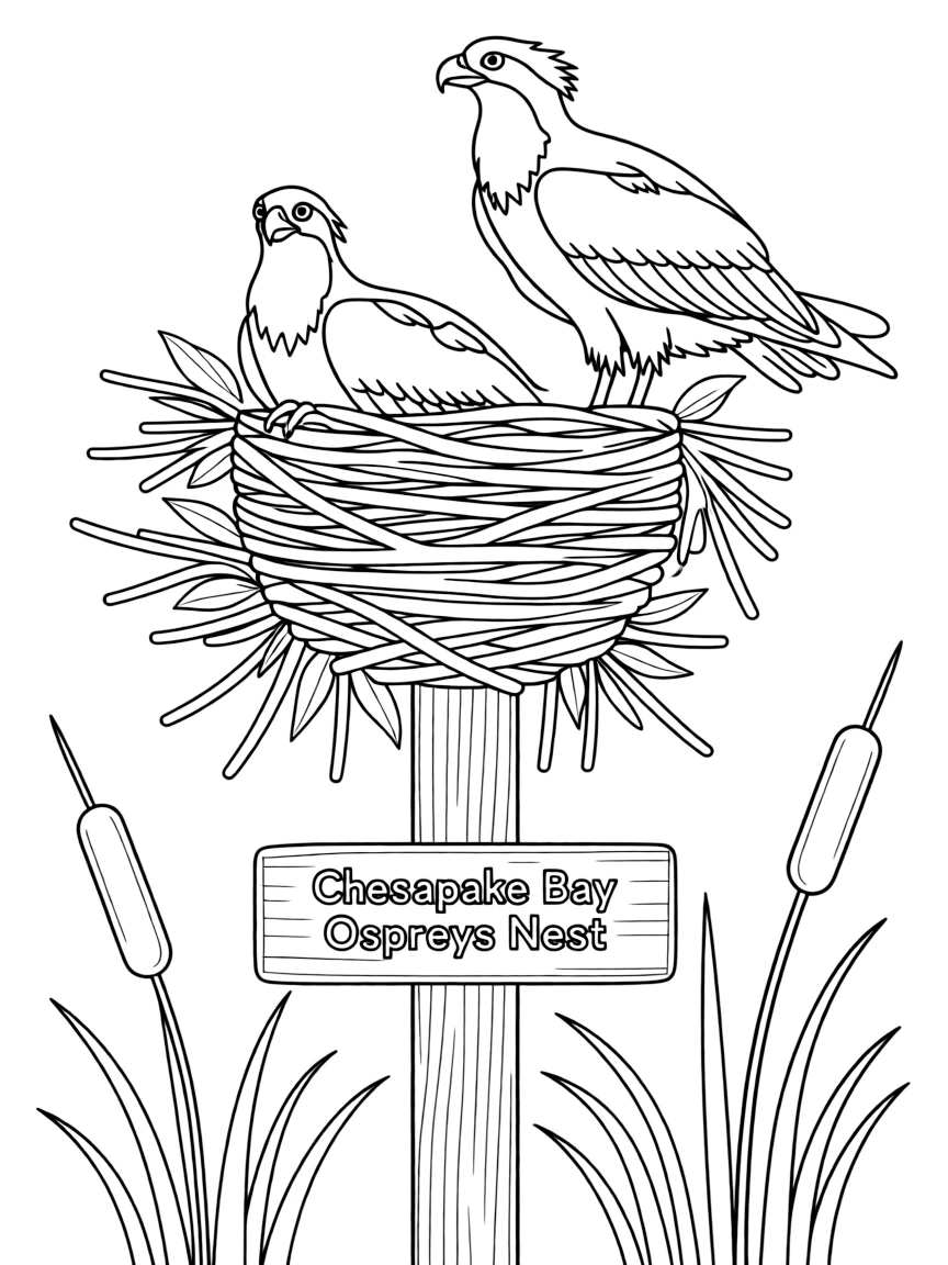 (Maryland) Chesapeake Bay ospreys in their nest