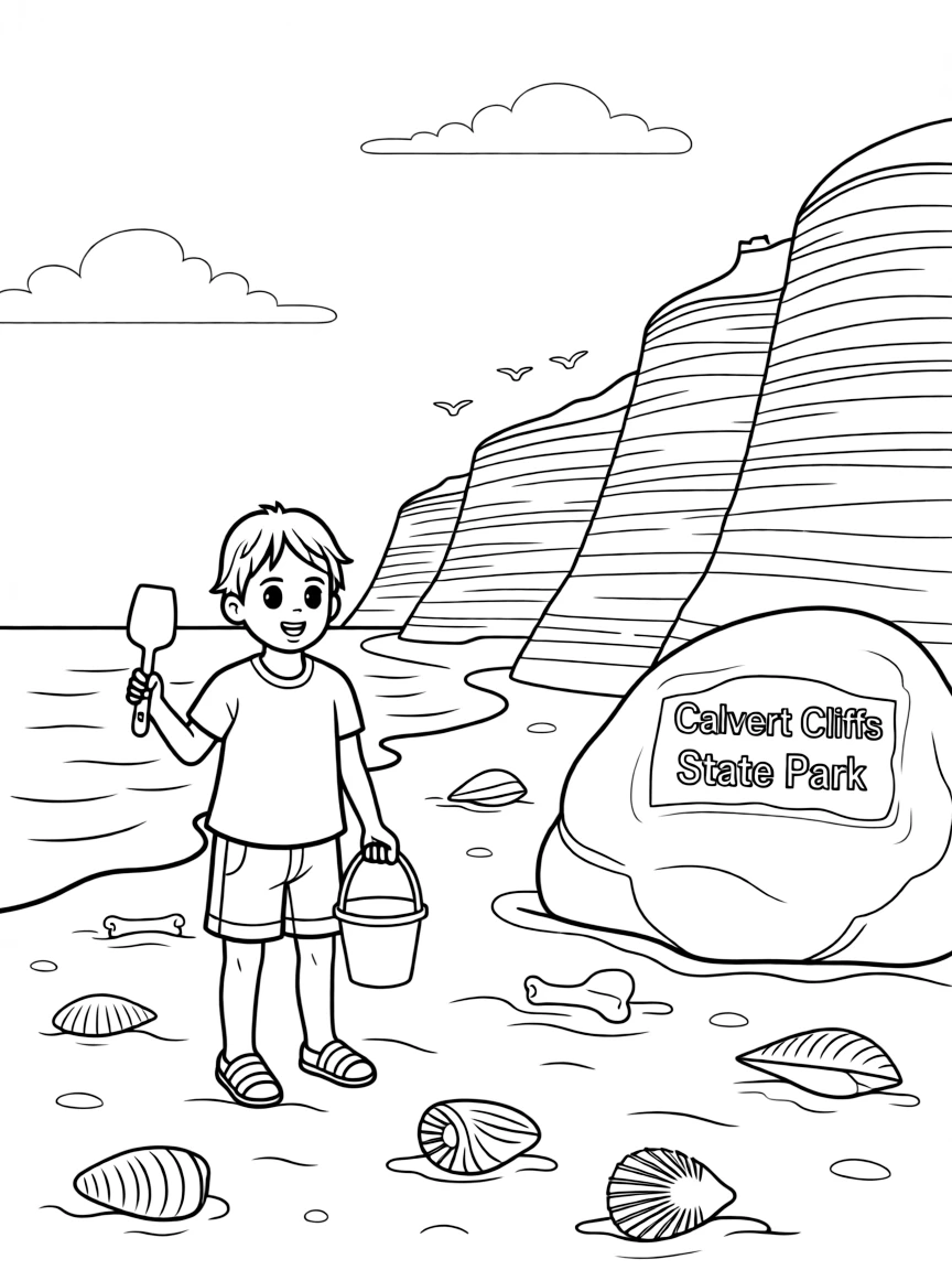 (Maryland) Calvert Cliffs State Park beach with fossil hunting