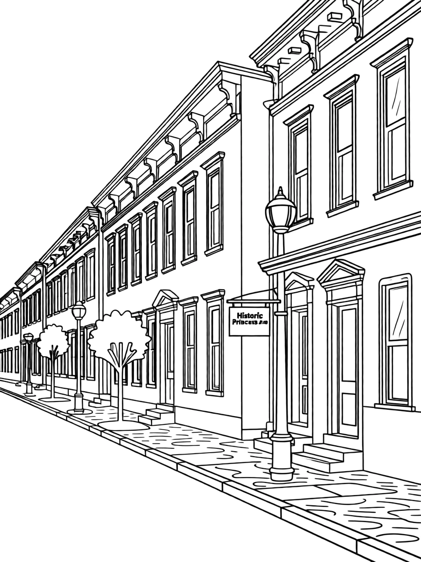 (Maryland) Historic Princess Anne main street with Victorian houses