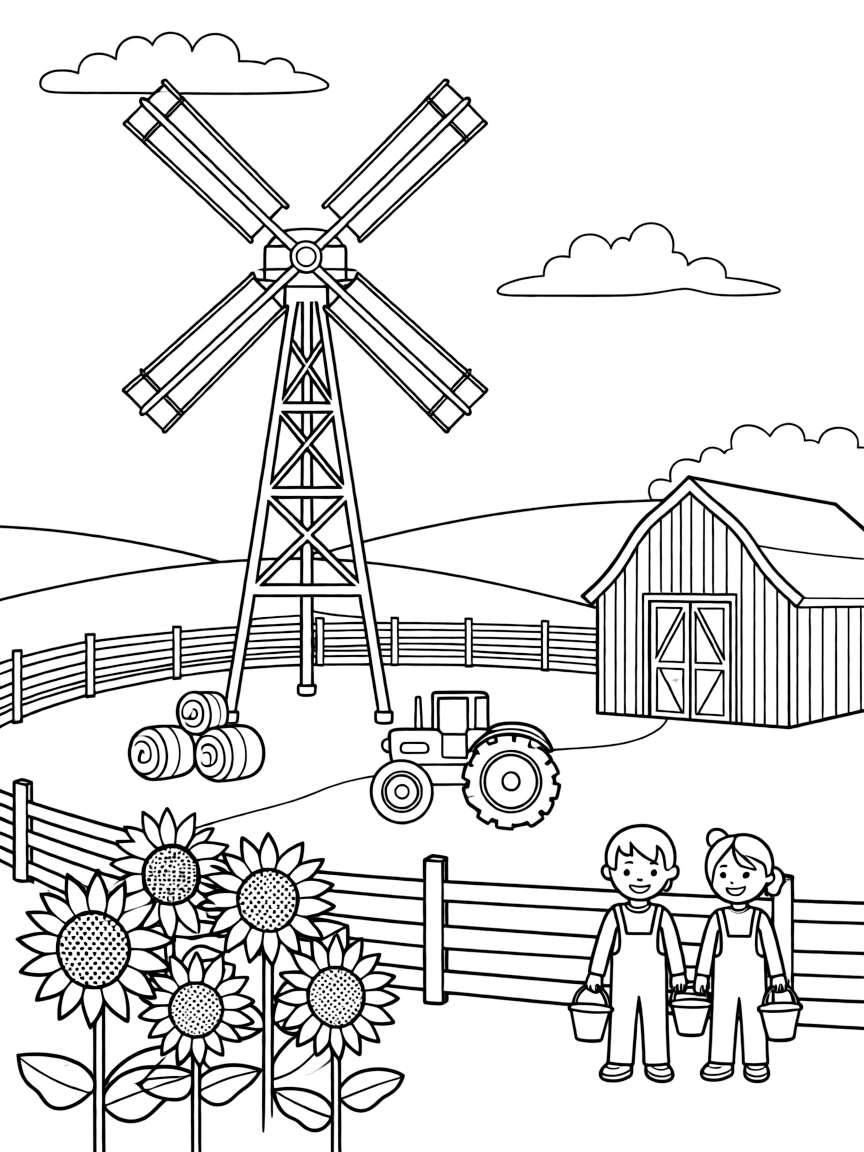 (Maryland) Maryland Eastern Shore windmill in farm setting