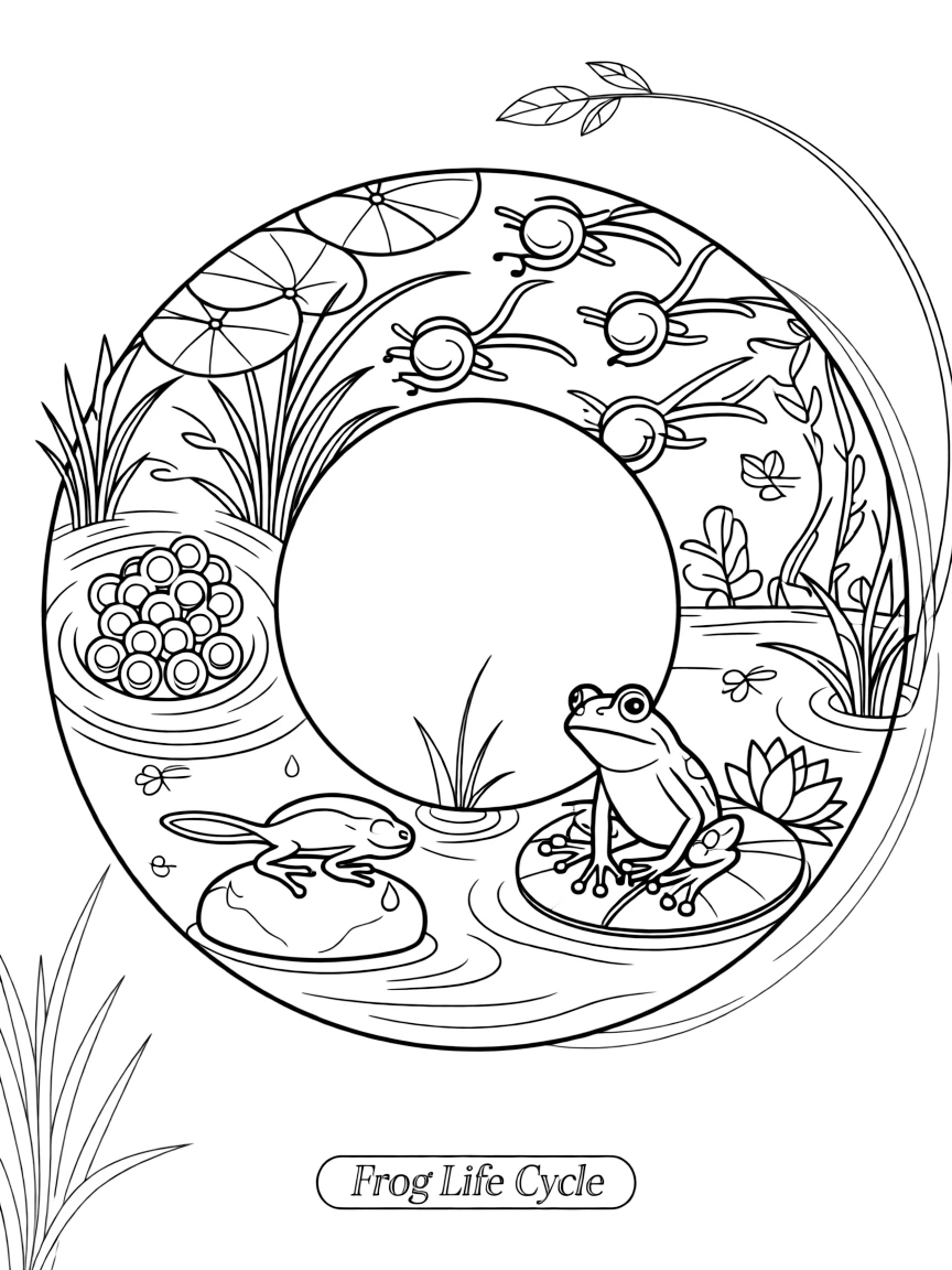 illustration of frog life cycle