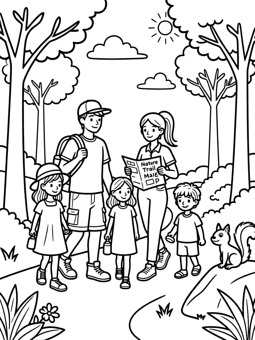(family) Family going on a nature hike