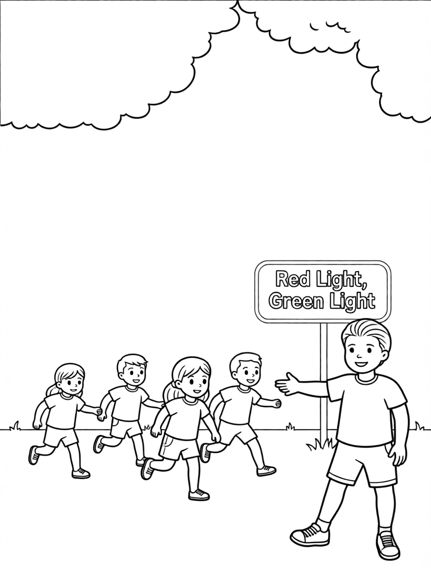 (family) Children playing red light green light