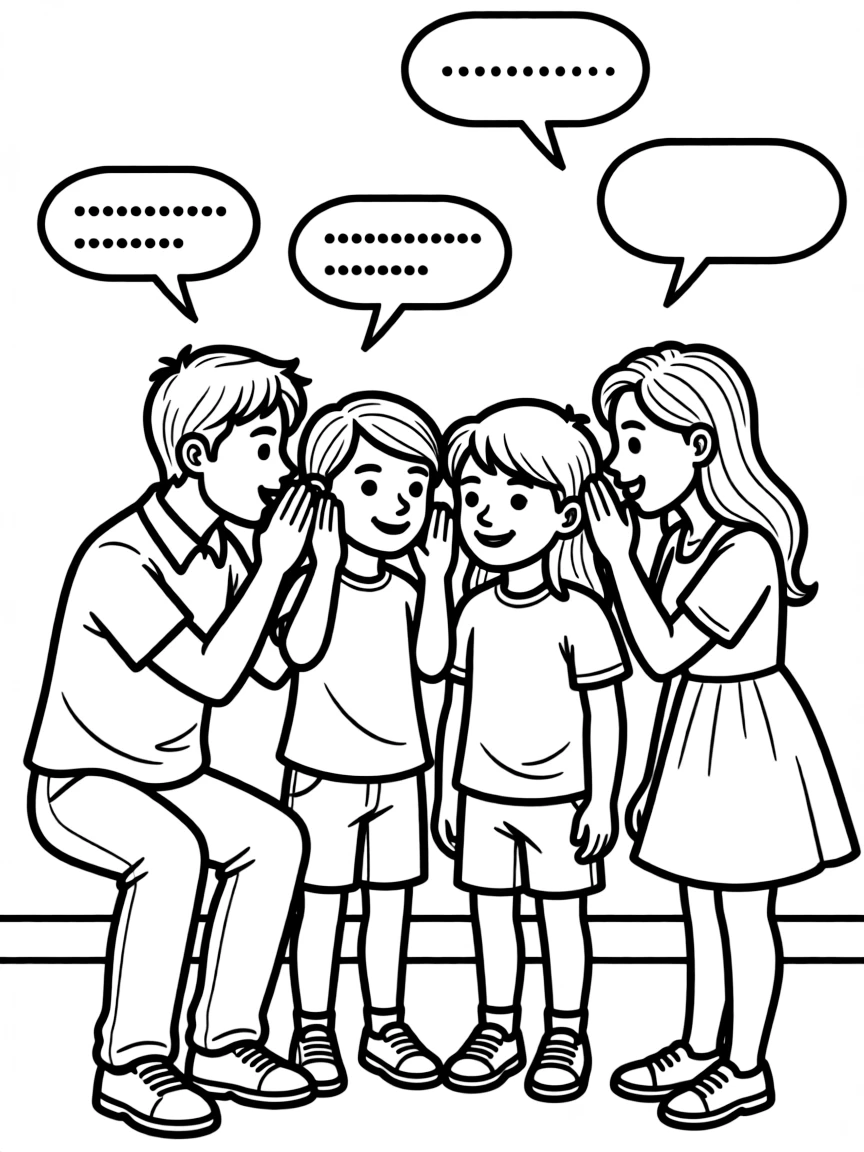 (family) Family playing telephone game