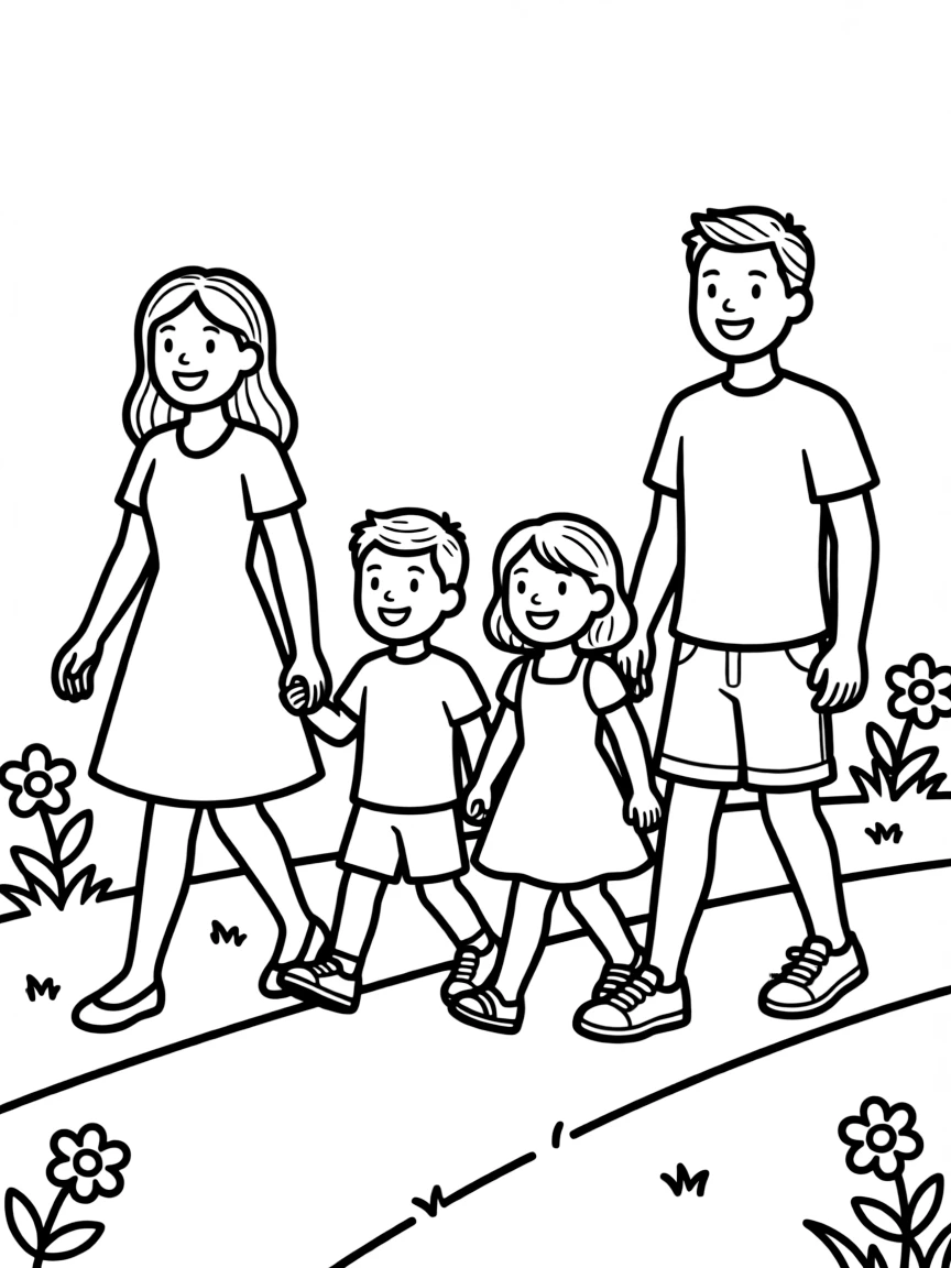 (family) Family playing follow the leader