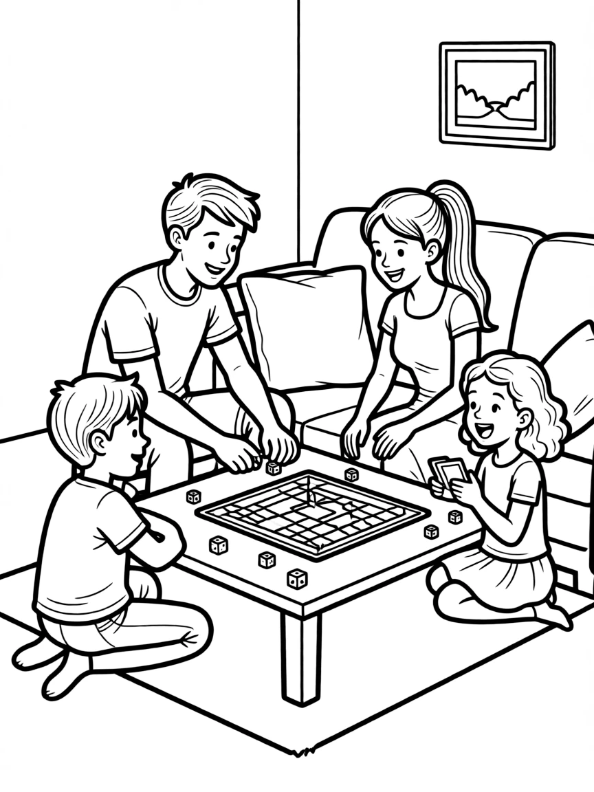 (family) Family having a game tournament