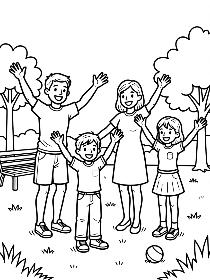 (family) Family playing statue game
