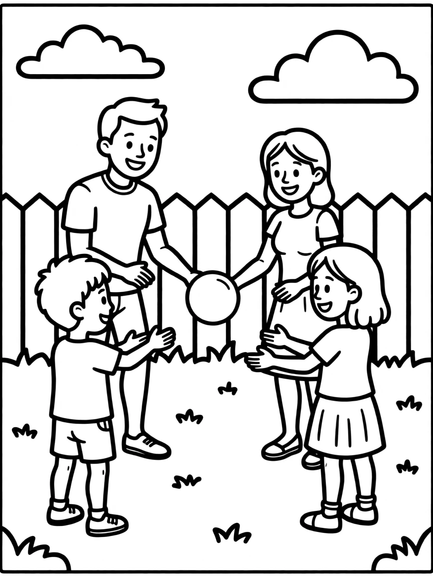 (family) Family playing hot potato