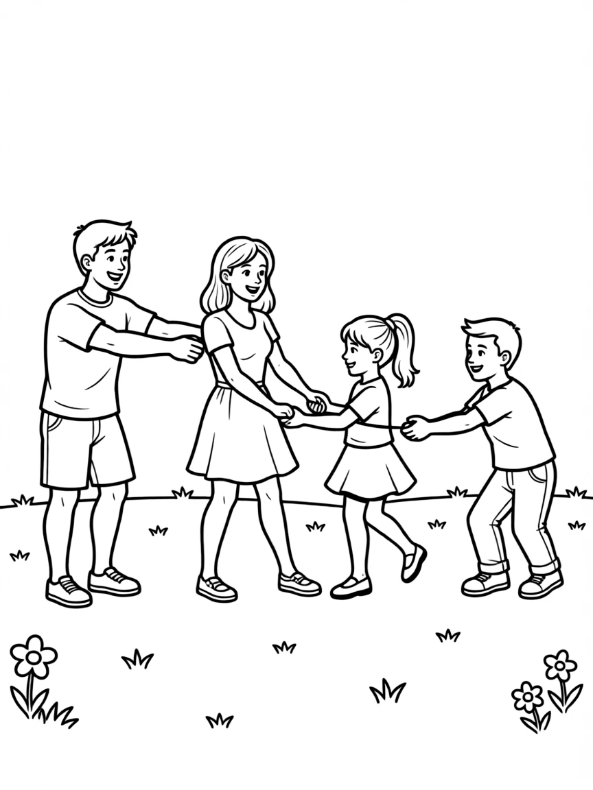 (family) Family playing red rover