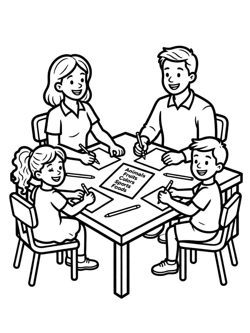 (family) Family playing categories game
