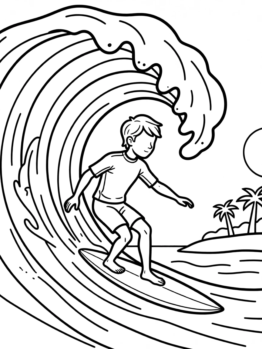 (California) Surfer riding a wave at a California beach
