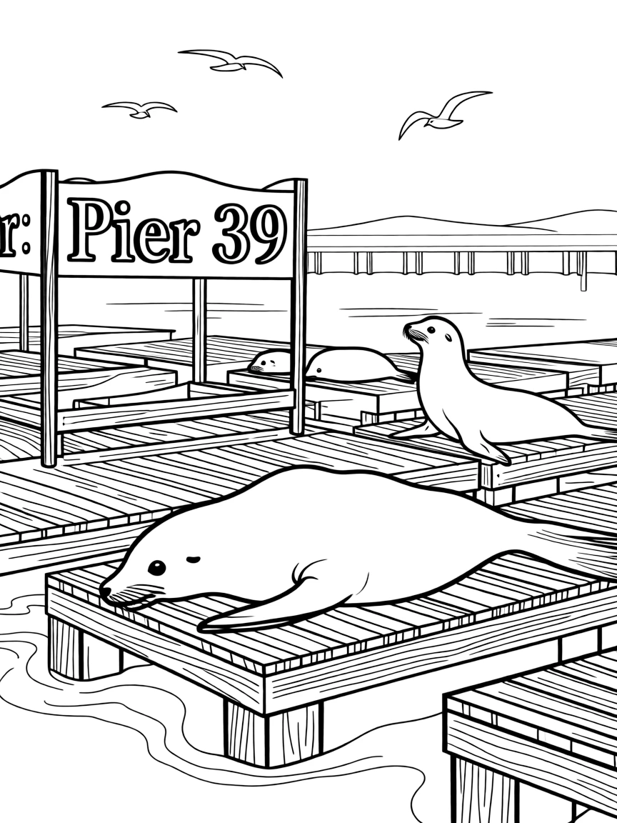 (California) Sea lions sunbathing on Pier 39 in San Francisco