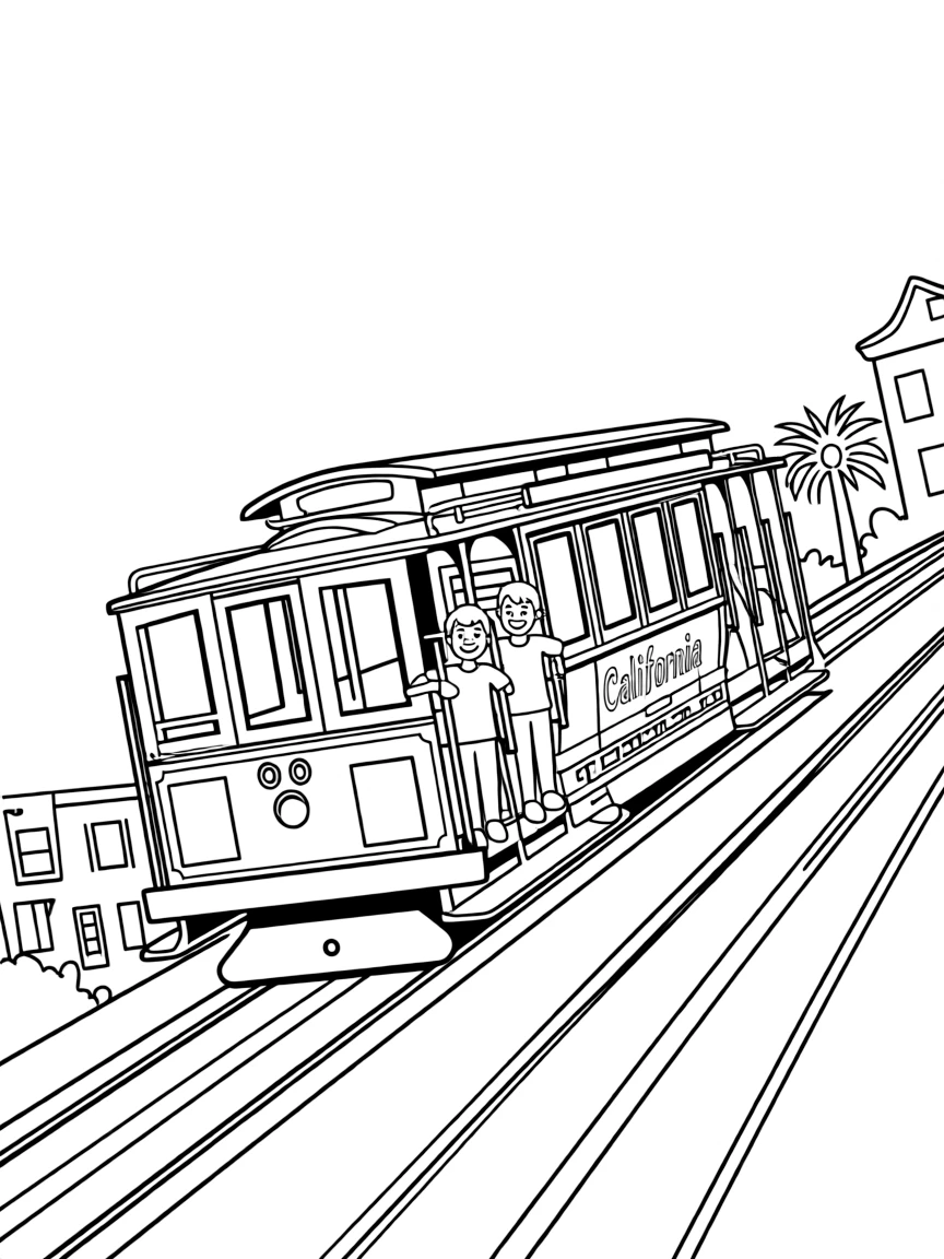 (California) Cable car climbing a steep San Francisco hill