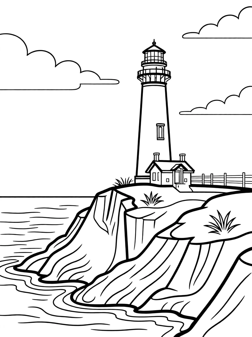 (California) California lighthouse on a rocky coastline