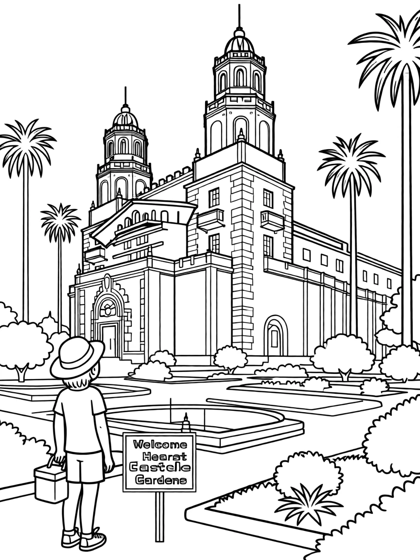 (California) Hearst Castle towers and gardens