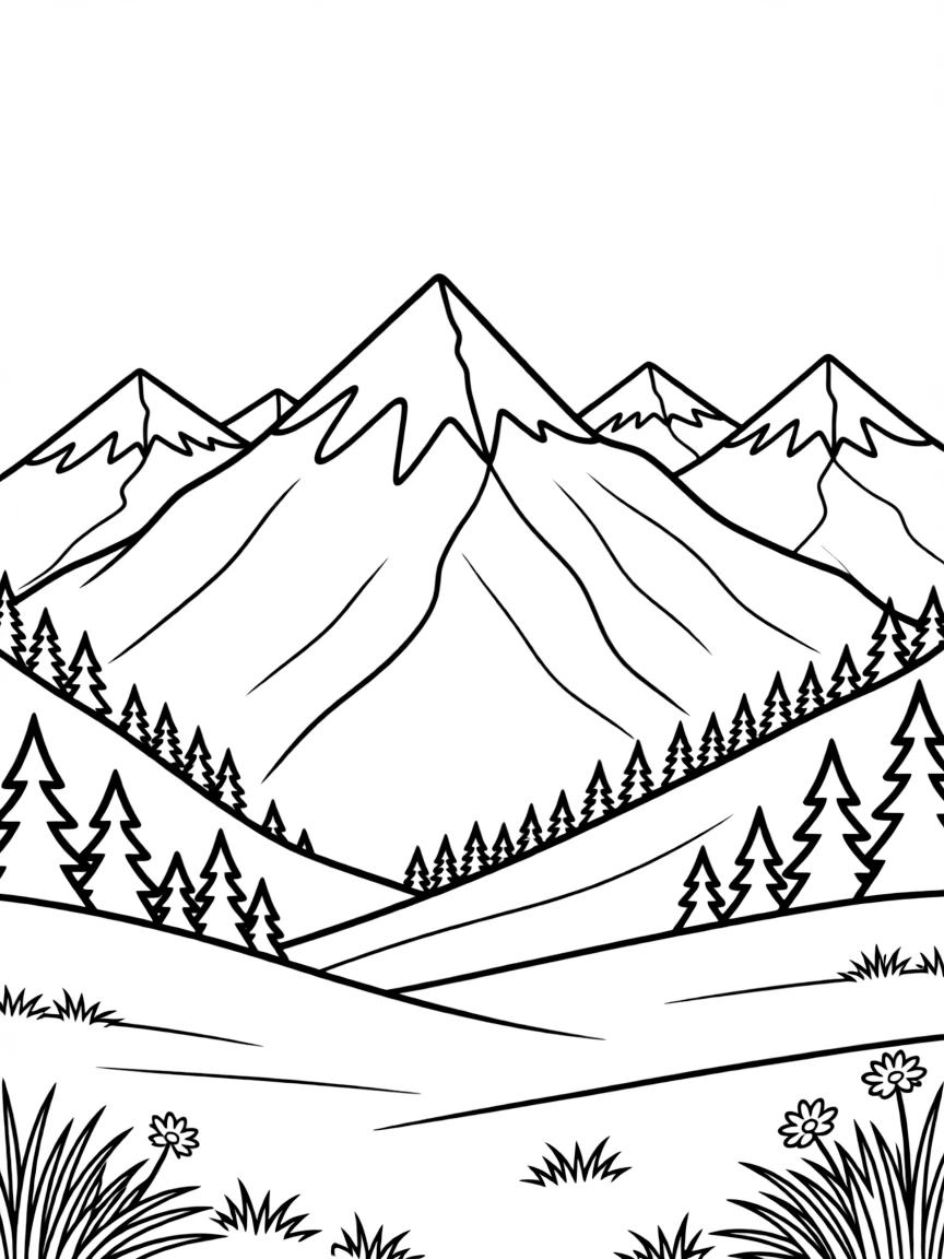 (California) California mountains with snow peaks
