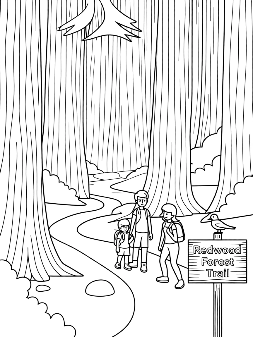 (California) Redwood forest hiking trail